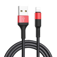 HOCO HC-80190 X26/ USB кабель Lightning/ 1m/ 2A/ Нейлон/ Black&Red
