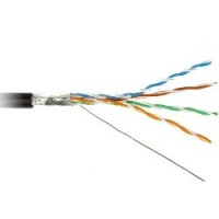 Hyperline FTP4-C5E-SOLID-OUTDOOR-40-500 (FUTP4-C5E-S24-OUT-PE-BK-500) Кабель FTP (F/UTP), кат. 5e, 4 пары, (500м), (24 AWG), (solid), экран - фольга, для внешней прокладки (+60 C - -40 C), PE
