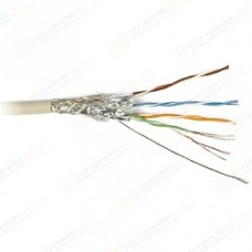 Hyperline SFUTP4-C5E-S24-IN-LSZH-GY-305 (305 м) Кабель витая пара SF/UTP, категория 5e, 4 пары (24 AWG), одножильный (solid), экран - фольга + медная оплетка, LSZH, –20°C – +75°C, серый - гарантия:15