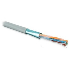 Hyperline FUTP4-C5E-S24-IN-LSZH-GY-305 (FTP4-C5E-SOLID-LSZH-GY-305) (305 м) Кабель витая пара F/­UTP, категория 5e, 4 пары (24 AWG), одножильный (solid), экран - фольга, LSZH, нг(С)-HF, –20°C – +75°C,