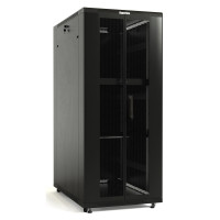 Hyperline TTB-2261-DD-RAL9004 Шкаф напольный 19-дюймовый, 22U, 1166x 600х1000 мм (ВхШхГ), передняя и задняя распашные перфорированные двери (75%), ручка с замком, крыша нового типа, цвет черный