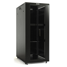Hyperline TTB-2261-DD-RAL9004 Шкаф напольный 19-дюймовый, 22U, 1166x 600х1000 мм (ВхШхГ), передняя и задняя распашные перфорированные двери (75%), ручка с замком, крыша нового типа, цвет черный