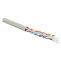 Hyperline UUTP4-C6-S23-IN-PVC-GY-305 (305 м) Кабель витая пара, неэкранированная U/­UTP, категория 6, 4 пары (23 AWG), одножильный (solid), с разделителем, PVC, –20°C – +75°C, серый