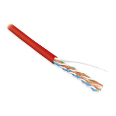 Hyperline UUTP4-C5E-S24-IN-LSZH-RD-100Кабель витая пара, неэкран. U/UTP, категория 5e, 4 пары (24 AWG), одножильный (solid), LSZH, нг(А)-HF, -20°C – +75°C, красный - гарантия: 15 лет компонентная, 25