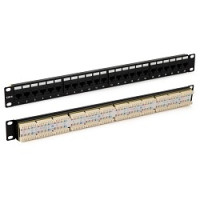 Hyperline PP3-19-24-8P8C-C6-110D Патч-панель 19", 1U, 24 порта RJ-45, категория 6, Dual IDC, ROHS, цвет черный (задний кабельный организатор в комплекте)