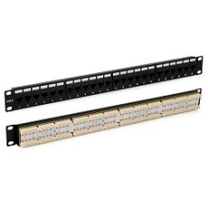 Hyperline PP3-19-24-8P8C-C6-110D Патч-панель 19", 1U, 24 порта RJ-45, категория 6, Dual IDC, ROHS, цвет черный (задний кабельный организатор в комплекте)