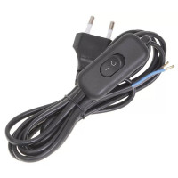 Iek WUP20-02-K02 Шнур УШ-1КВ опрессованный с вилкой со встроенным выключателем 2х0,75/2метра, черный ИЭК