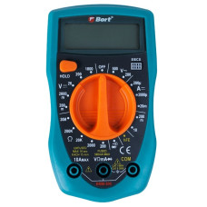 Bort BMM-800 Мультиметр [91271150] { Диапазон постоянного напряжения 0-1000 тип, диапазон постоянного тока 0-10 тип, диапазон переменного напряжения 0-750 тип, 0.15 кг, батарея 9V }