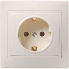 Iek ERK14-K33-16-DM РС10-3-ККм Розетка 1местн. c з/к без защ.штор. 16А КВАРТА (кремовый)