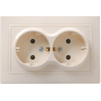 Iek ERK21-K33-16-K РС12-3-Км Розетка 2мес. c з/к без защ.штор. 16А керамика КВАРТА кремовый