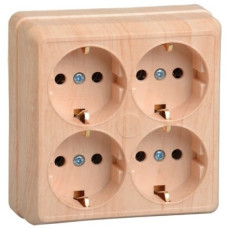 Iek ERO41-K03-16-DC РС24-3-ОС Розетка 4местн. с з/к 16А откр.уст. ОКТАВА (сосна)