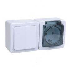 Iek EBGMP20-K03-31-54-EC БГб-22-31-ГПБд блок горизонтальный "выкл 1кл + розетка 1м с з/к" о/у IP54 ГЕРМЕС PLUS (кл.бел./кр.дым.)