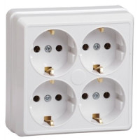 Iek ERO41-K01-16-DC РС24-3-ОБ Розетка 4местн. с з/к 16А откр.уст. ОКТАВА (белый)