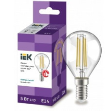 Iek LLF-G45-5-230-40-E14-CL Лампа LED G45 шар прозр. 5Вт 230В 4000К E14 серия 360°