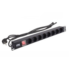 ITK PH12-8D1-P PDU 8 роз. нем.ст. с выкл 1U каб.2м вилка нем.ст ПВХ чер