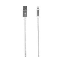 Кабель для Apple Lightning Red Line УТ000014152 нейлоновая оплетка 2м серебристый
