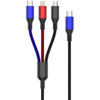 Кабель 3 в 1 с разъемом Lightning/micro-USB/Type C 1,2м нейлоновая оплетка Pavareal PA-DC02