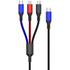 Кабель 3 в 1 с разъемом Lightning/micro-USB/Type C 1,2м нейлоновая оплетка Pavareal PA-DC02