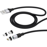 Кабель 3 в 1 с разъемом Apple Lightning/micro-USB/Type C (1,2м, в оплетке) Deppa 72282