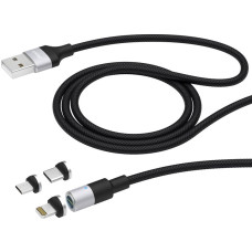 Кабель 3 в 1 с разъемом Apple Lightning/micro-USB/Type C (1,2м, в оплетке) Deppa 72282