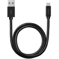 Кабель USB-MicroUSB 1.2m Deppa 72268 черный алюминий/экокожа
