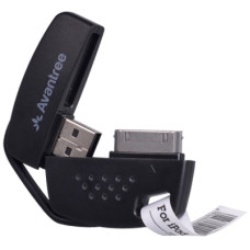 Кабель для Apple USB 30pin Avantree, брелок, черный (FDKB-TR102-BLK)
