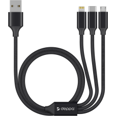 Кабель 3 в 1 с разъемом Apple Lightning/micro-USB/Type C 1,2м Deppa 72299