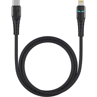 Кабель для Apple USB-C - Lightning Deppa LED индикация 1.2м черный (72297)