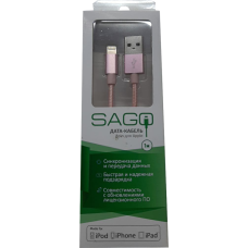 Кабель для Apple Lightning MFI Sago 1м розовый (SG-8PIN-1M-RG)