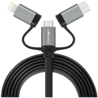 Кабель 3 в 1 с разъемом Apple Lightning/micro-USB/Type C 1м Crown CMCU-3182 чёрный