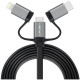Кабель 3 в 1 с разъемом Apple Lightning/micro-USB/Type C 1м Crown CMCU-3182 чёрный
