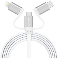 Кабель 3 в 1 с разъемом Apple Lightning/micro-USB/Type C 1м Crown CMCU-3182 белый