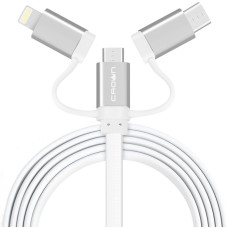 Кабель 3 в 1 с разъемом Apple Lightning/micro-USB/Type C 1м Crown CMCU-3182 белый