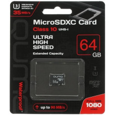 Micro SecureDigital 64Gb QUMO QM64GMICSDXC10U3NA {MicroSDXC Class 10 UHS-I}