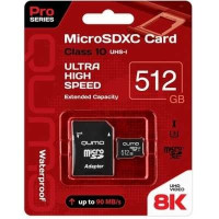 Micro SecureDigital 512Gb QUMO QM512GMICSDXC10U3 {MicroSDXC Class 10 UHS-I, SD adapter}