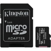 Флеш-карта 64Гб Kingston Canvas Select Plus SDXC Class 10 UHS-I ( SDCS2/64GB ) SD адаптер