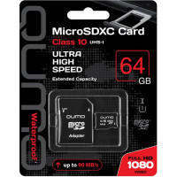 Флеш-карта microSDXC 64Гб Qumo UHS-I 3.0 ( QM64GMICSDXC10U1 ) адаптер SD