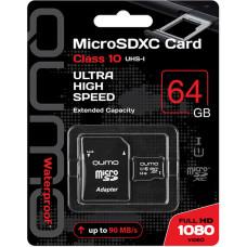 Флеш-карта microSDXC 64Гб Qumo UHS-I 3.0 ( QM64GMICSDXC10U1 ) адаптер SD