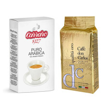 Кофе молотый Don Carlos Qualita Oro 250 гр + Carraro Arabica 100% 250 гр в/у