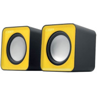 CBR CMS 90 Yellow, Акустическая система 2.0, питание USB, 2х3 Вт (6 Вт RMS), материал корпуса пластик, 3.5 мм линейный стереовход, регул. громк., длина кабеля 1 м, цвет жёлтый