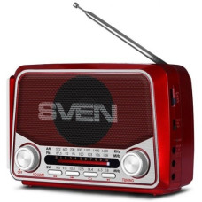 SVEN SRP-525, красный, радиоприемник, мощность 3 Вт (RMS), FM/AM/SW, USB, microSD, фонарь, встроенный аккумулятор