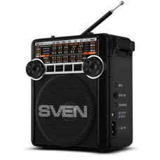 SVEN SRP-355, черный, радиоприемник (мощность 3 Вт (RMS), FM/AM/SW, USB, SD/microSD, фонарь, встроенный аккумулятор)