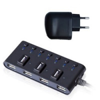HUB GR-487UAB Ginzzu USB 2.0 7 port + adapter
