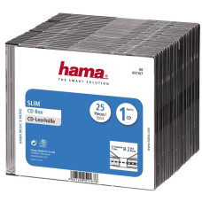 HAMA Коробка для 1 CD slim, прозрачный/черный, 25 шт. [H-51167]