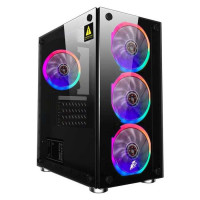 1STPLAYER X2-4R1 Корпус FIREBASE X2 / mATX, tempered glass side panels / 4x 120mm LED fans inc. / X2-4R1