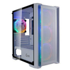 Powercase Alisio Micro X4W, Tempered Glass, 4х 120mm 5-color fan, белый, mATX (CAMIW-L4)