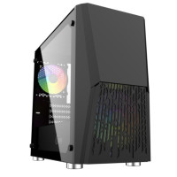 Powercase Alisio Micro X2B, Tempered Glass, 1х 120mm +1x 140mm 5-color fan, чёрный, mATX (CAMIB-L2)