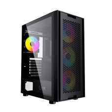 Powercase Alisio Micro X4B, Tempered Glass, 4х 120mm 5-color fan, чёрный, ATX (CAXB_L4)