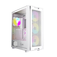 Powercase CAXW-L4 Корпус Alisio X4W, Tempered Glass, 4x 120mm 5-color fan, белый, ATX (CAXW-L4)