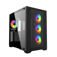 Powercase Vision Black, Tempered Glass, 4х 120mm 5-color fan, чёрный, ATX (CVBA-L4)